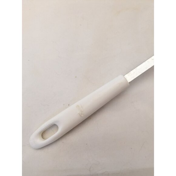 Vintage Slotted Serving Spoon White Handle 12 1/2" - Picture 6 of 8